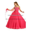 Free shipping wholesale one shoulder beaded red little girls ball gown dresses CWFaf5267